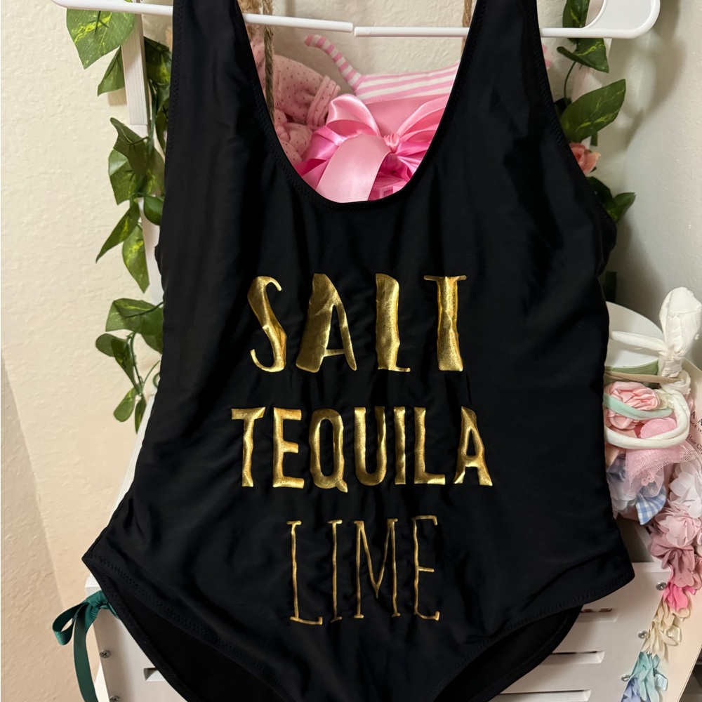 Missguided Black and Gold One Piece Swimsuit